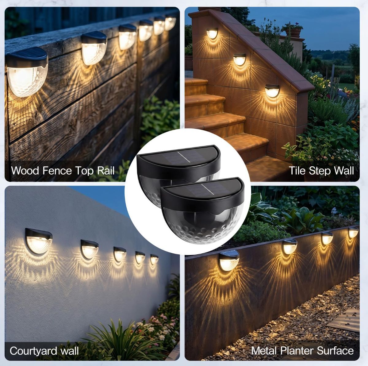 Raised Garden Bed Solar Lights Magnetic with Dusk to Dawn Sensors Wide Angle IPX4 Waterproof Solar Powered Lights Outdoor for Planter Raised Beds Garden Patio Yard Fence, Warm White - Black - Size 1 Pack