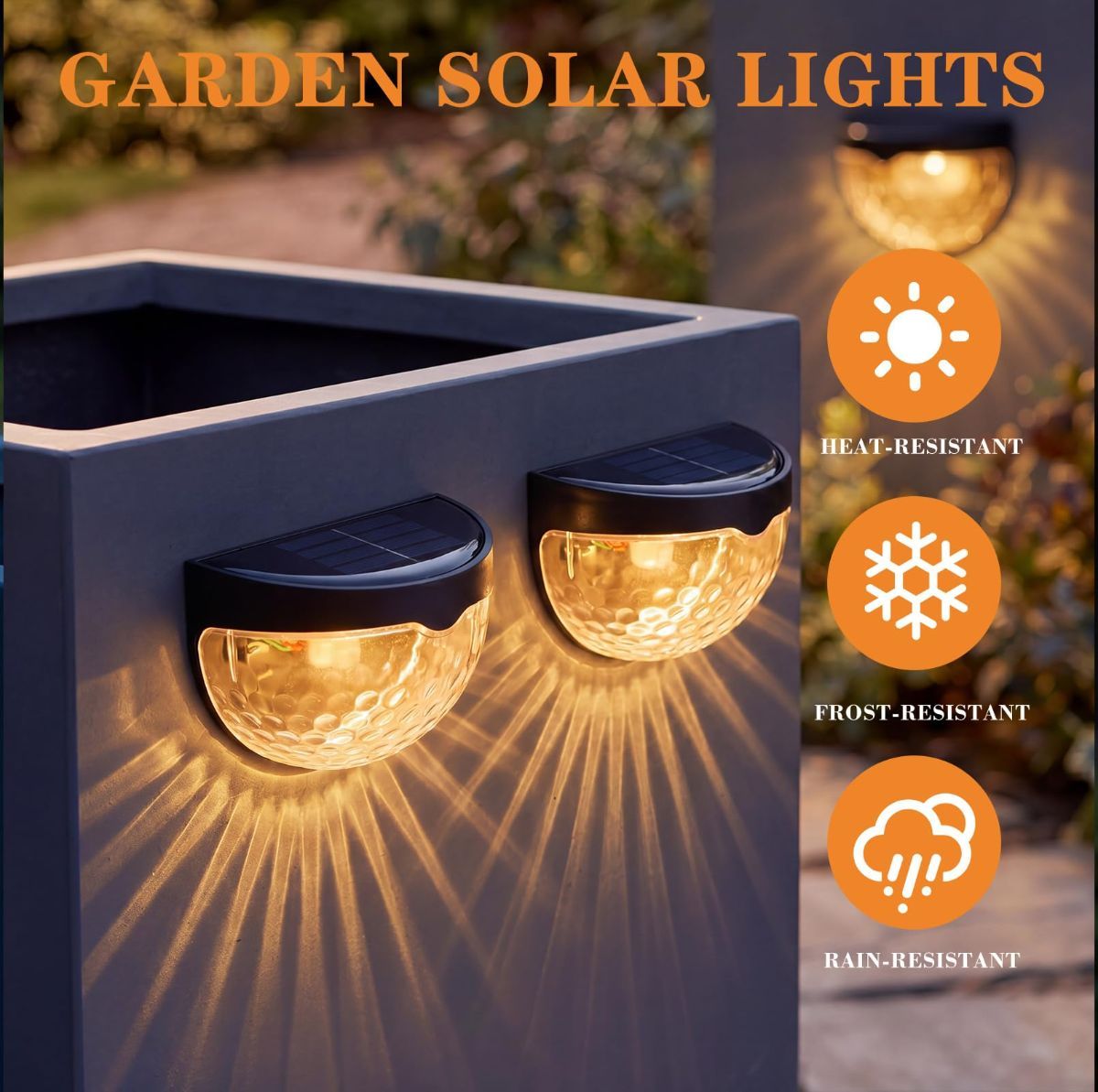 Raised Garden Bed Solar Lights Magnetic with Dusk to Dawn Sensors Wide Angle IPX4 Waterproof Solar Powered Lights Outdoor for Planter Raised Beds Garden Patio Yard Fence, Warm White - Black - Size 4 Pack