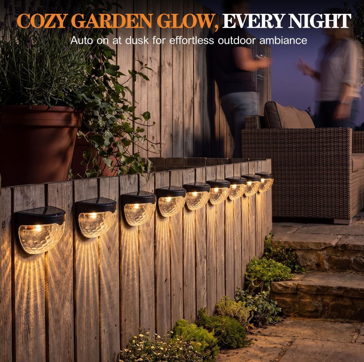Raised Garden Bed Solar Lights Magnetic with Dusk to Dawn Sensors Wide Angle IPX4 Waterproof Solar Powered Lights Outdoor for Planter Raised Beds Garden Patio Yard Fence, Warm White - Black - Size 4 Pack