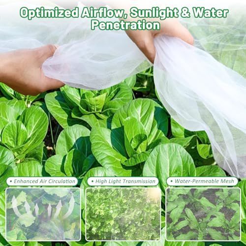 150*45*40cm(L*W*H) 2 Pack Garden Netting for Raised Beds, Ultra Fine Mesh Bird Netting Raised Garden Bed Cover, Plant Covers Pest Barrier Screen with Drawstring for Vegetables Fruits Flowers Protection - White