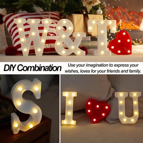 Sign Digit 2, warm white, 26 letters, 10 numbers, heart and & symbol; for birthday, party, Christmas, home, bar, wedding decoration; DIY word combinations; wall & tabletop display; battery operated.