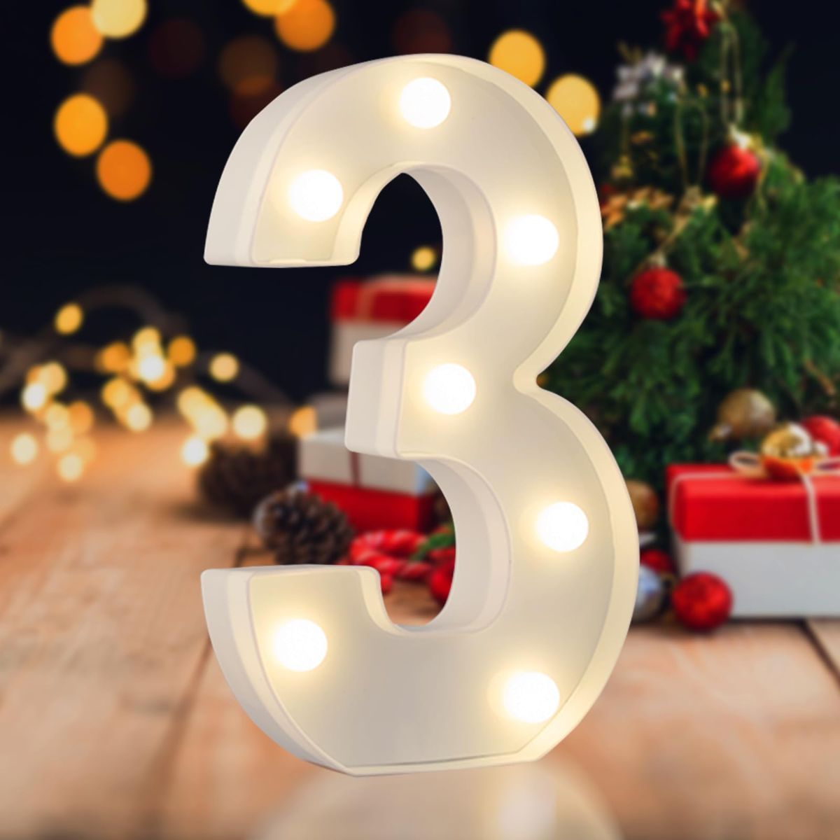 Sign Digit 4, warm white, 26 letters, 10 numbers, heart and & symbol; for birthday, party, Christmas, home, bar, wedding decoration; DIY word combinations; wall & tabletop display; battery operated.