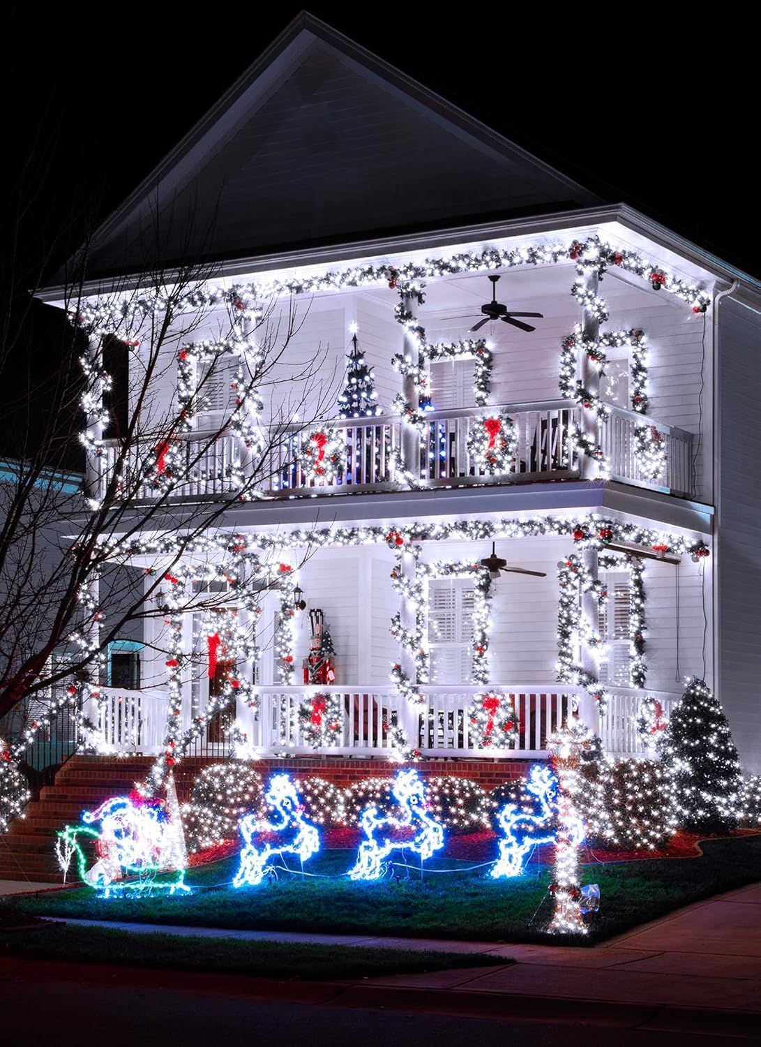 Solar String Lights Outdoor, 2 Pack LED Solar Outdoor Lights | Solar Fairy Lights with 8 Lighting Modes, Waterproof Solar Christmas Halloween  Lights for Outside Tree Garden Balcony Gazebo Party - White - Size 40ft 100-LED String Light
