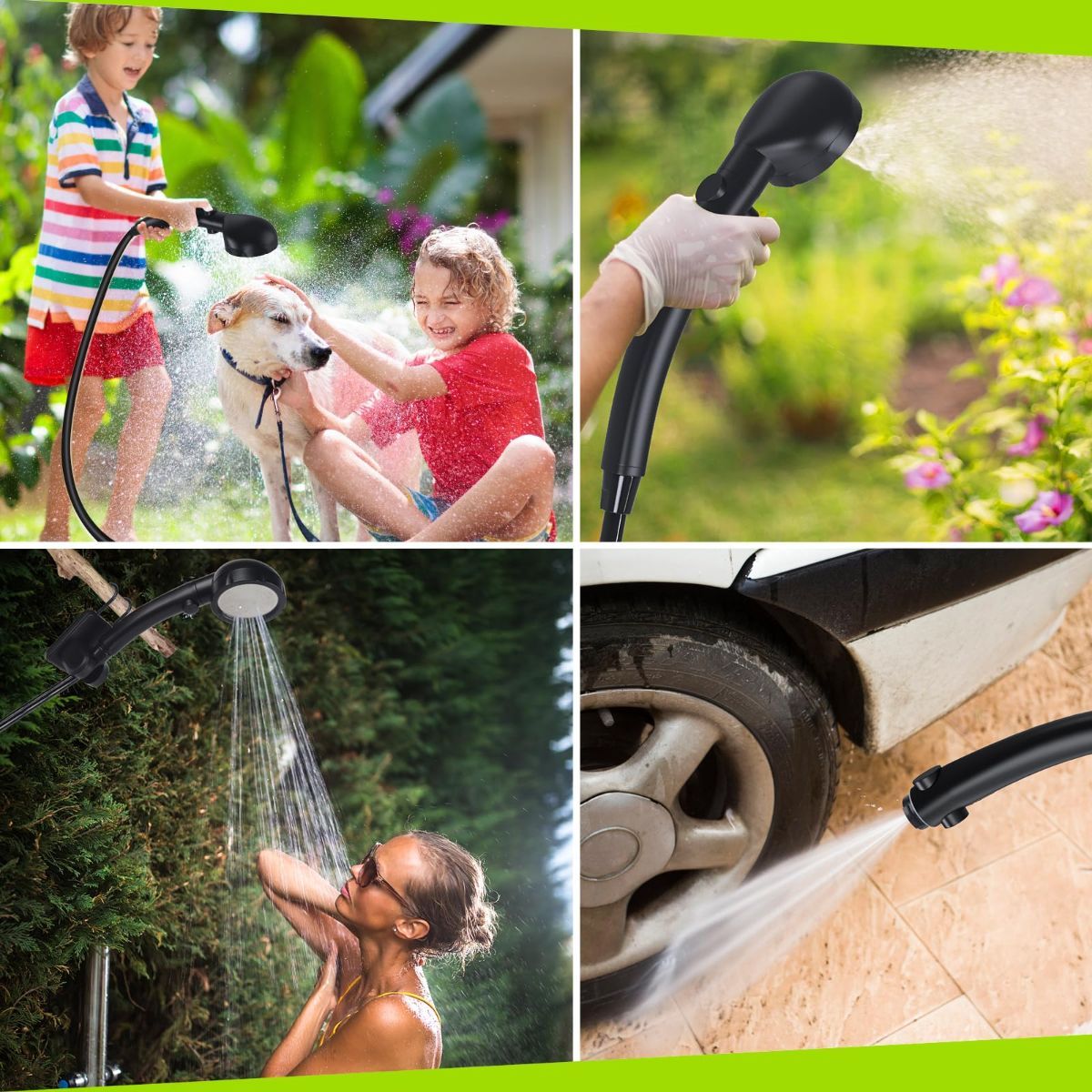 Portable Shower for Camping, [Long-Lasting] 6000mAh Rechargeable Camping Shower with Intelligent LED Display, 4 Spray Modes, IPX7 Waterproof Outdoor Camp Pump for Hiking, Travel, Car, Pet - Black - Size 4.64*2.64in