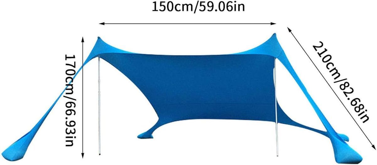 300*300*200CM 2 Poles Beach Tent Shade Canopy with UPF50+ Protection Sun Shelter Portable Camping Tents with Sandbags Poles and Ground Pegs and Anti-Wind Ropes for Beach Outdoor Camping Backyard Picnics - Red