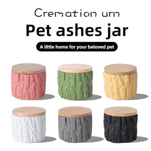 Wood Grain Pet Ashes & Fur Urn, Cat Memorial Gift, Pet Loss Condolence Keepsake, Suitable for Cat Owners to Commemorate Deceased Cats - Green - Size 8*7cm