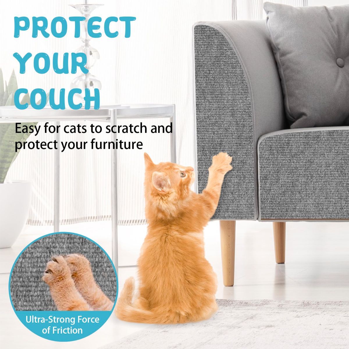 Cat Scratching Pad DIY Cat Accessory Cat Furniture Protection Cat Climbing - Blue - Size 15.8''×118''