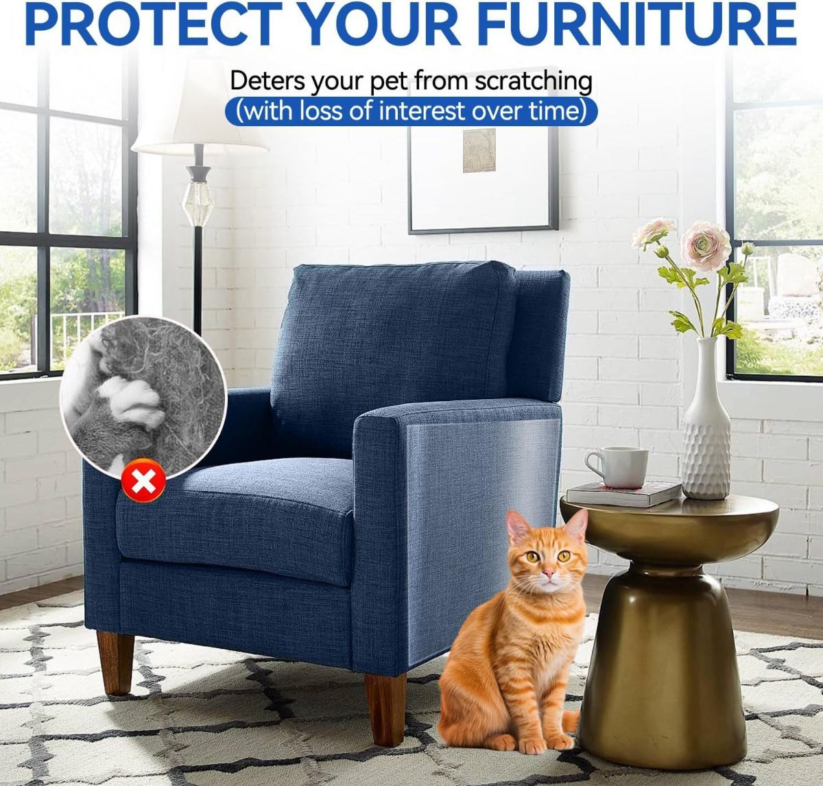 196.9"x15.7" Anti Cat Scratch Furniture Protector Clear Viny  | Couch Protector from Cat Claws Thicken - Single Sided Sticky Flexible Dog Tape for Furniture, for Couch Corner Door Walls Bed - Clear