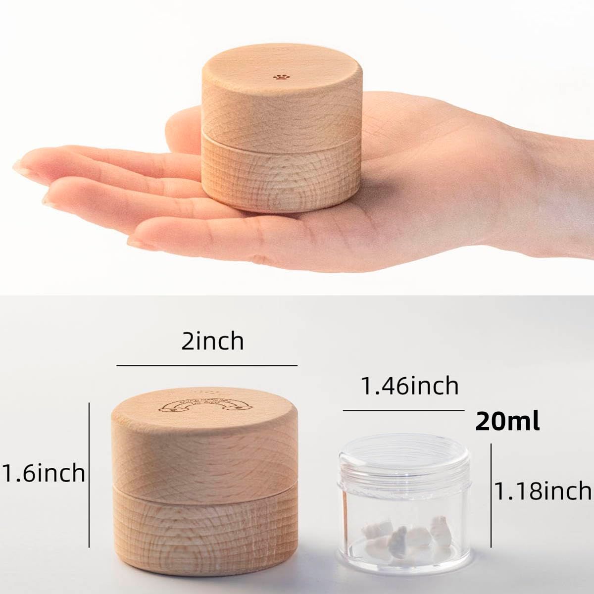 Pet Urns for Dog or Cat Ashes - with Transparent Acrylic Box - Mini urns for pet Ashes, Wooden Pet Cremation Urns, Pet Memorial Keepsake Cat or Dog Memory Box - Wood - Size Rainbow Bridge