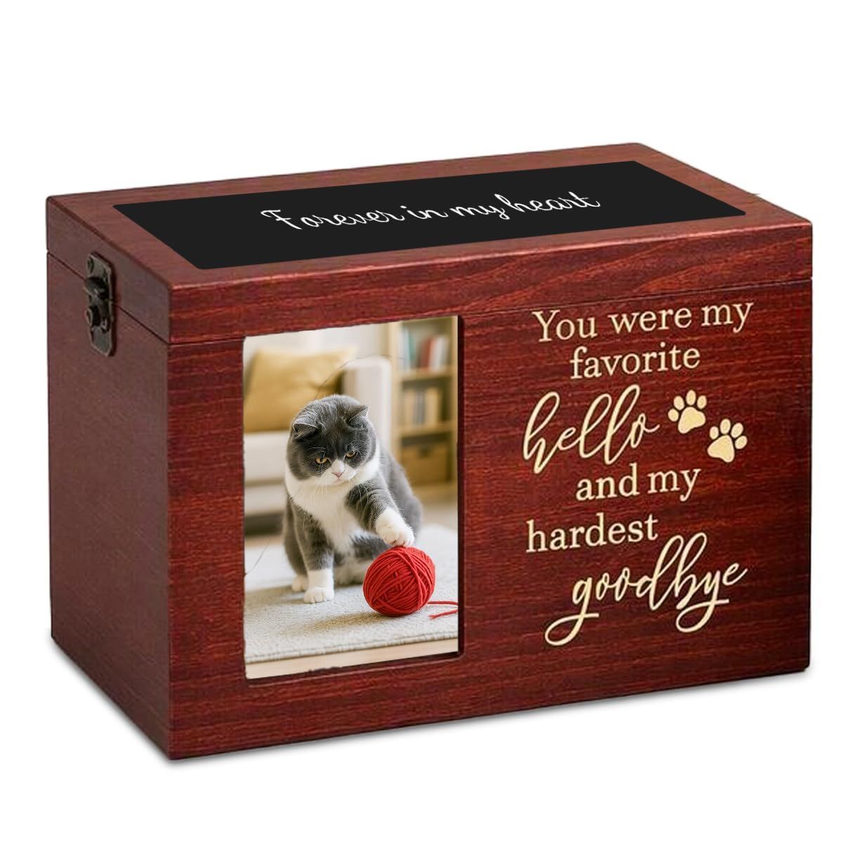 PLockable Wooden Pet Urn with Photo Frame for Dog Cat Ashes White Handcrafted Wood Cremation Container.Elegant Memorial Keepsake To Preserve Ashes,Tender Lasting Tribute For Furry Companions - White - Size 1Pack