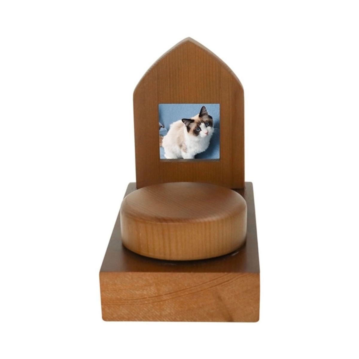 Pet Urn Nostalgia Passing Away Dog Cat Cabin Urn with Photo Frame Pet Coffin - Brown - Size Small table