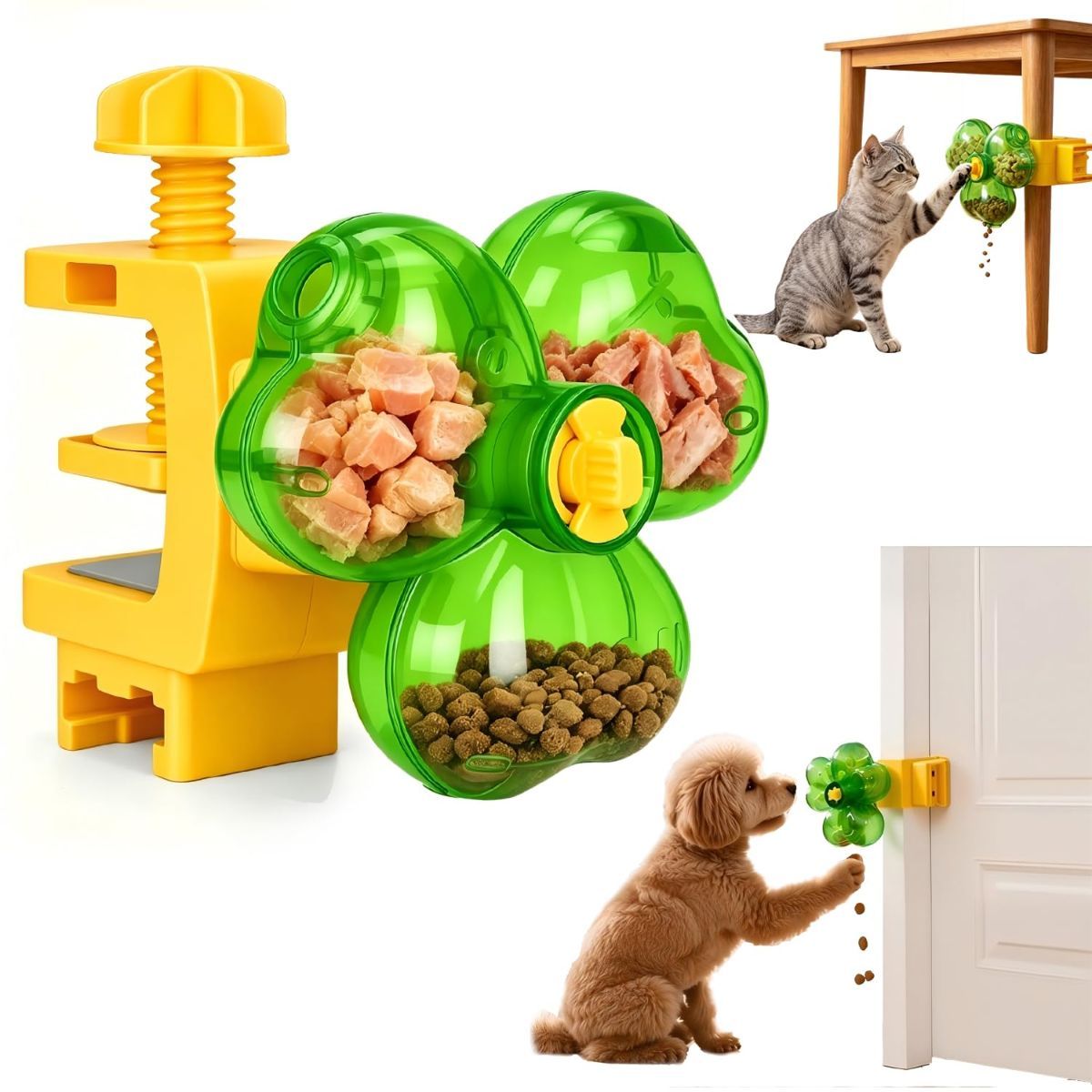 Dog Slow Feeder, Interactive Dog Puzzle Feeder for Enrichment adjustable difficulty, fixing strap, boredom relief, mental stimulation, slow eating, small medium dogs cats