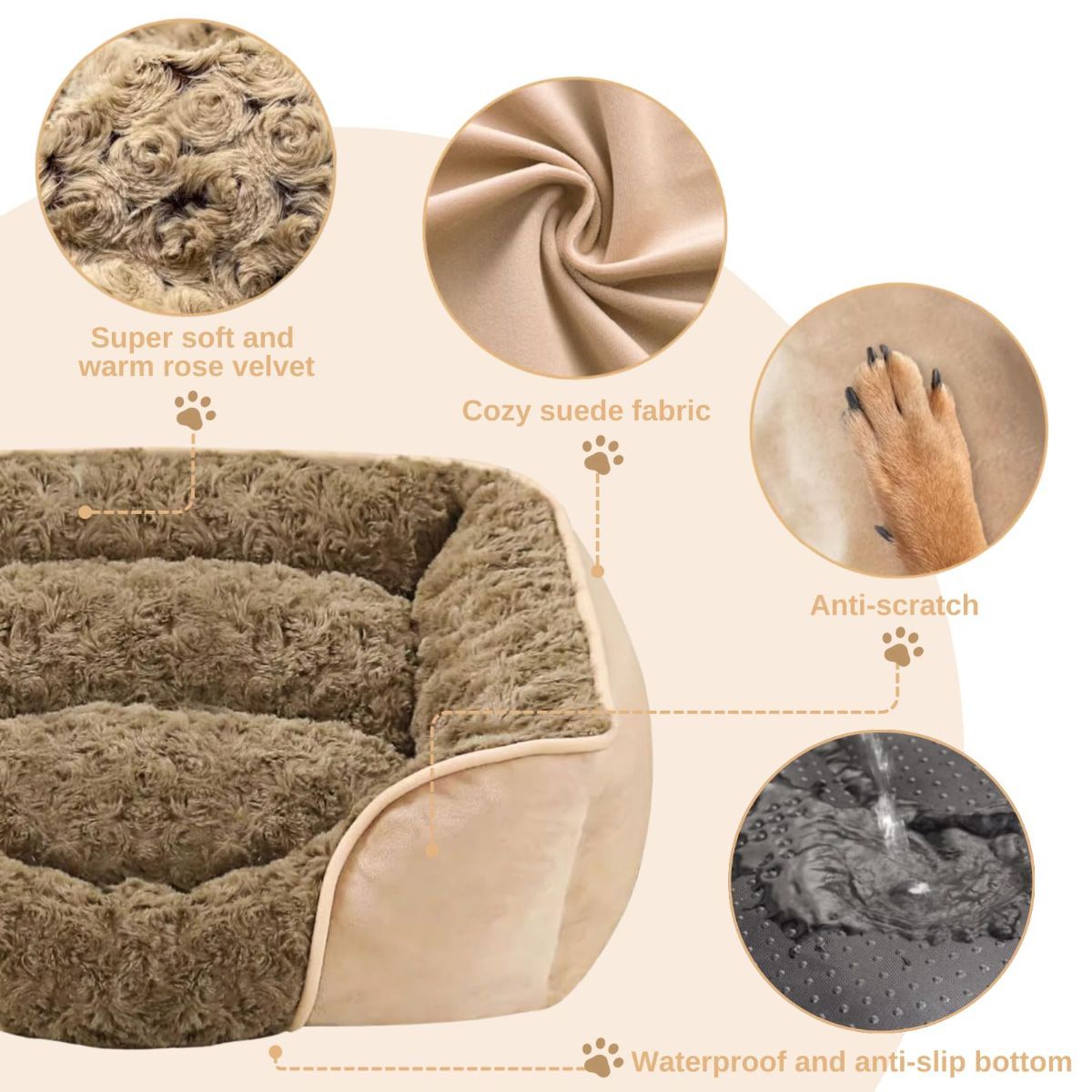 Dog Bed for Small Medium Dogs, Cat Bed for Indoor Cats. Washable Orthopedic Dog Bed. Removable Sleeping Mat, Durable Pet Bed with Anti-Slip Bottom - Dark Gray - Size 90cm*80cm