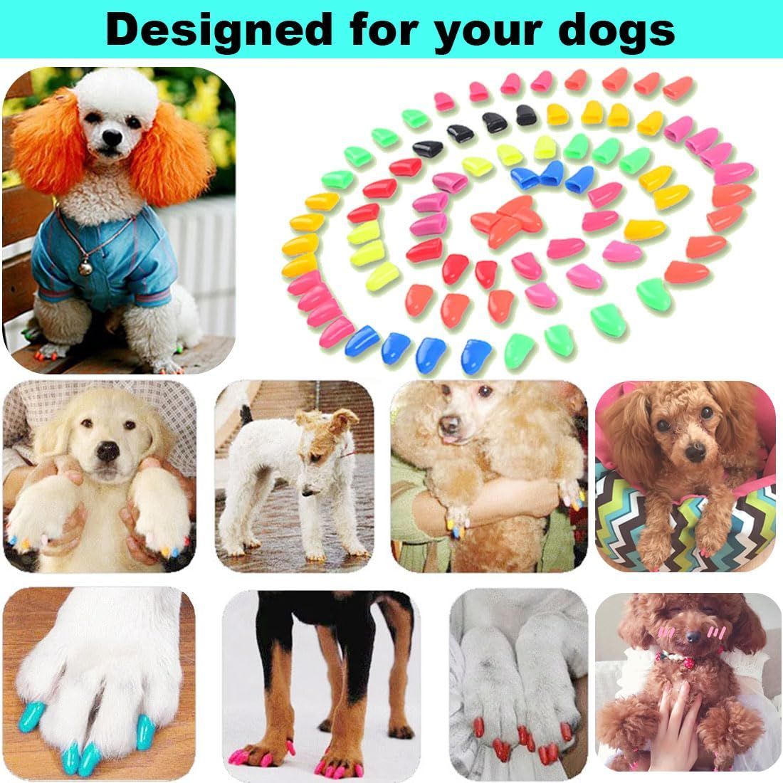Extra Large 120pcs (12 Colors) Dog Nail Caps | Dog Claw Covers Dog Nail Covers with Adhesives Glue and Applicators - Multi-color - Size XL