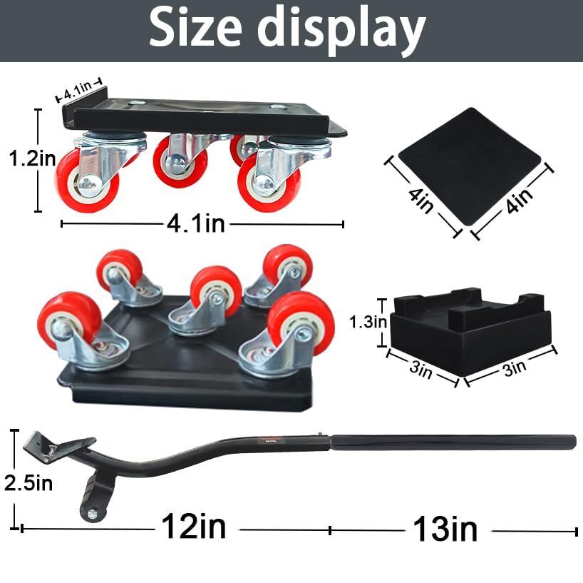 Large Furniture-Dolly-Furniture-Movers with-5-Wheels, Furniture Sliders Lifters Tool Set for Moving Heavy Duty, Furniture Dollies - Black-red