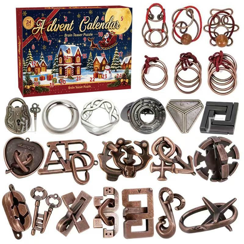 Advent Calendar 2026 Brain Teaser, Teens Adults 24 Days Christmas Countdown Metal 3D Unlock Interlocking Puzzle, IQ Logic & Mind Challenges, Xmas Countdown Calendar for Adults Teens
