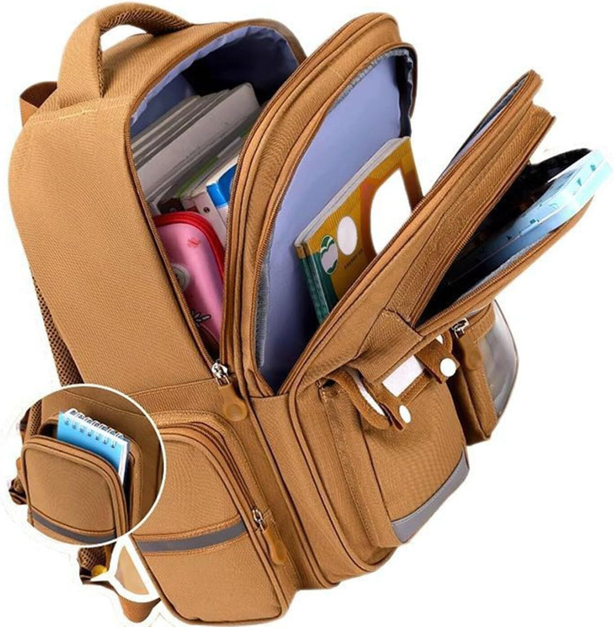 Cute Capybara Backpack with Chic Case and More Pins Ita Bag Cartoon Laptop Travel Utility Funny Going Out Casual Bag(Khaki)