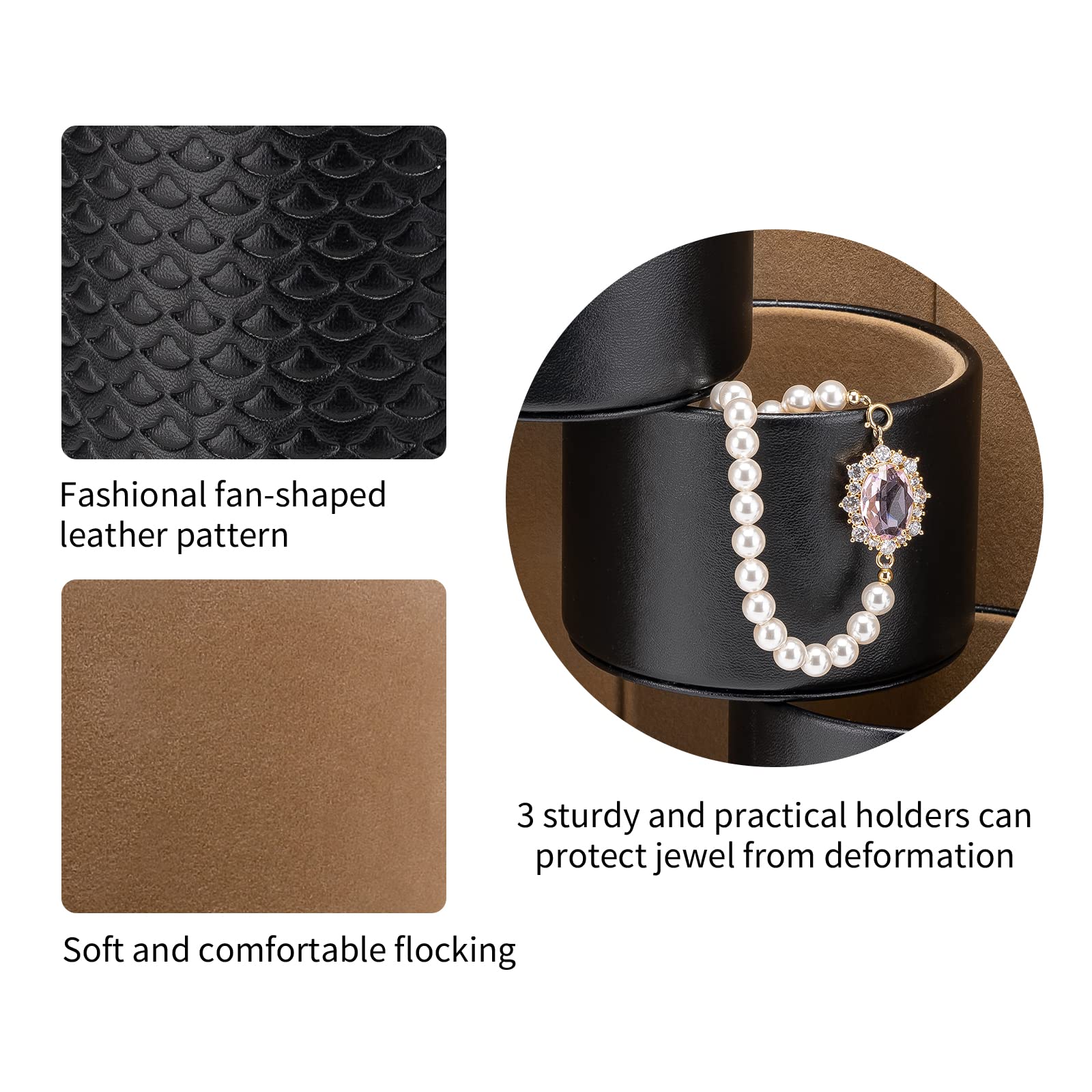 Black Travel Jewelry Case: 3-Layer PU Cylinder Organizer for Necklaces, Earrings, Gifts for Travelers & Jewelry Lovers