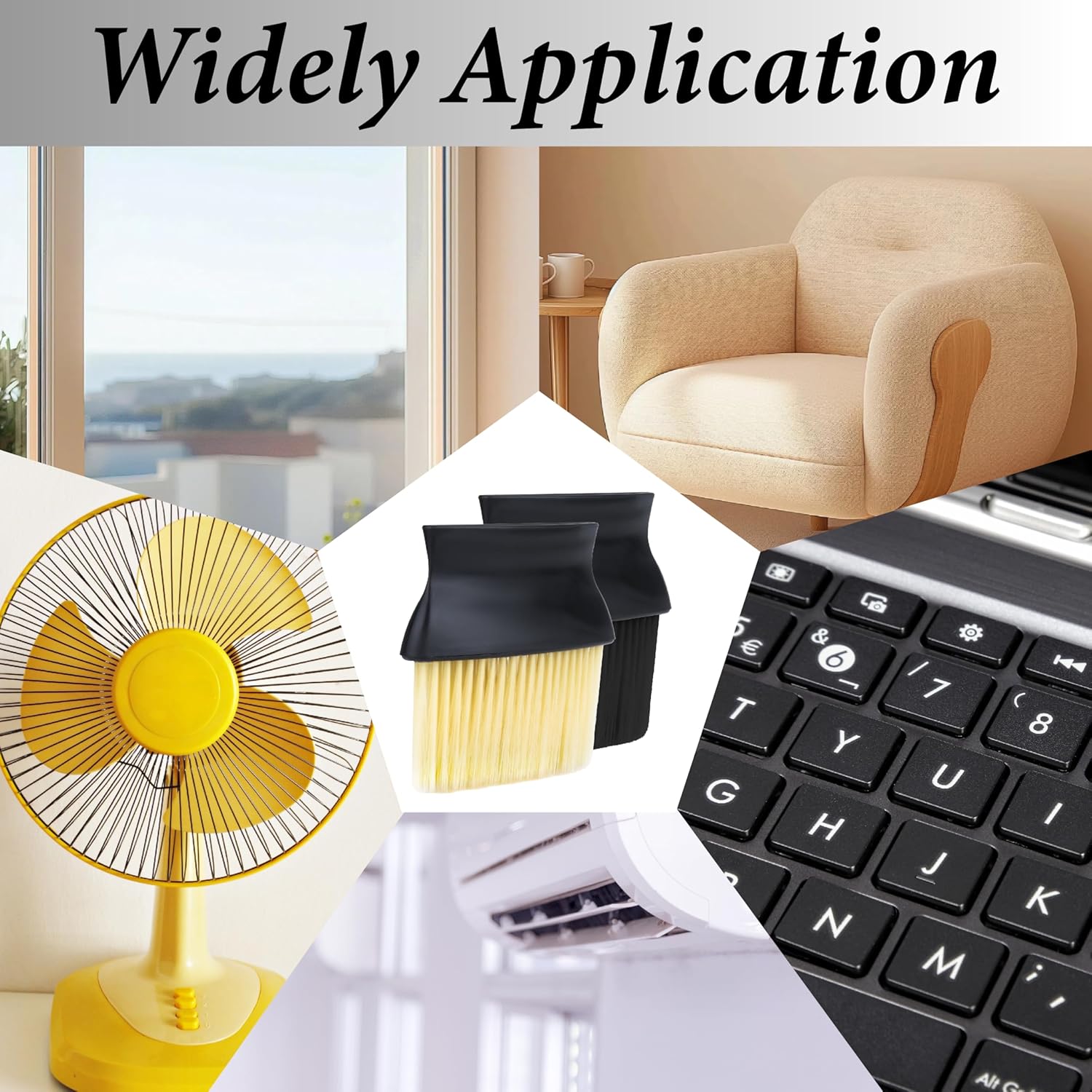 Yellow & Black Car Detailing Brush Set (2-Pack): Soft Bristle Dust Cleaners for Air Vents, Dashboard & Home Use