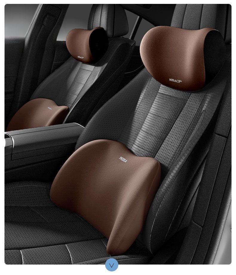 Christmas gift Car Headrest & Lumbar Support Set, Ergonomic Plush Cushion for Driver & Passenger, Comfort & Spine Protection for Long Drives（pink）