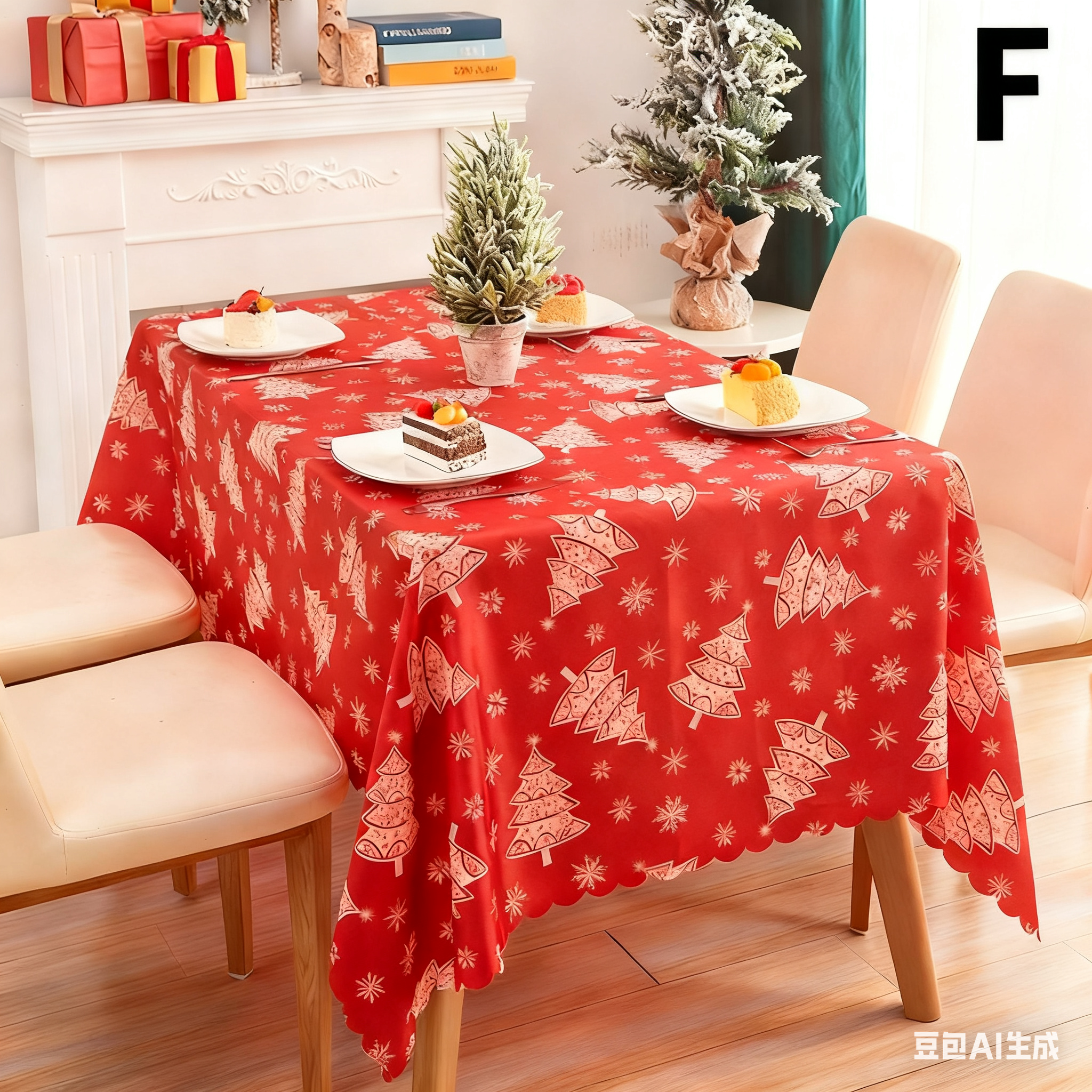 Christmas gift Christmas Tablecloth - Festive 180x150cm Table Cover for Holiday Dining & Home Decor（F）