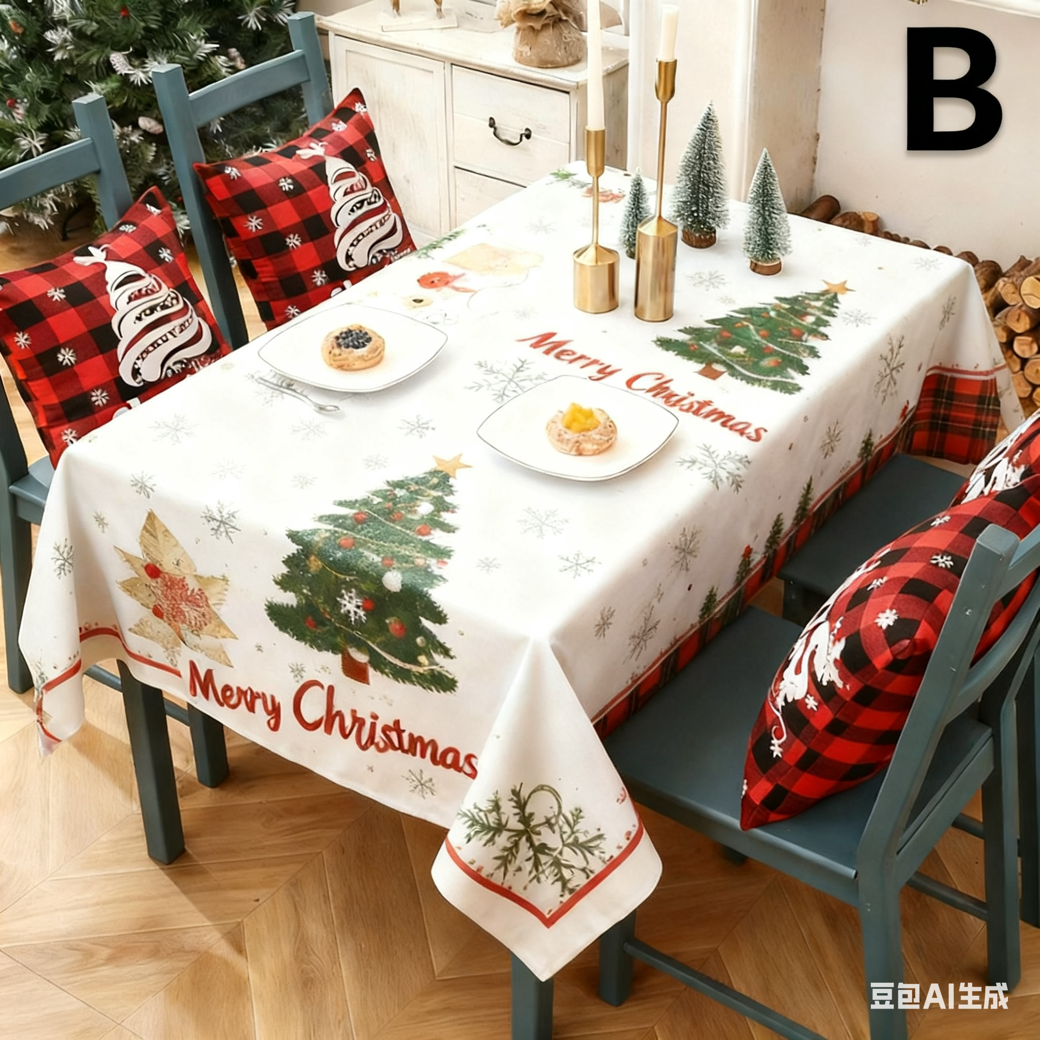 Christmas gift Christmas Tablecloth - Festive 180x150cm Table Cover for Holiday Dining & Home Decor（F）