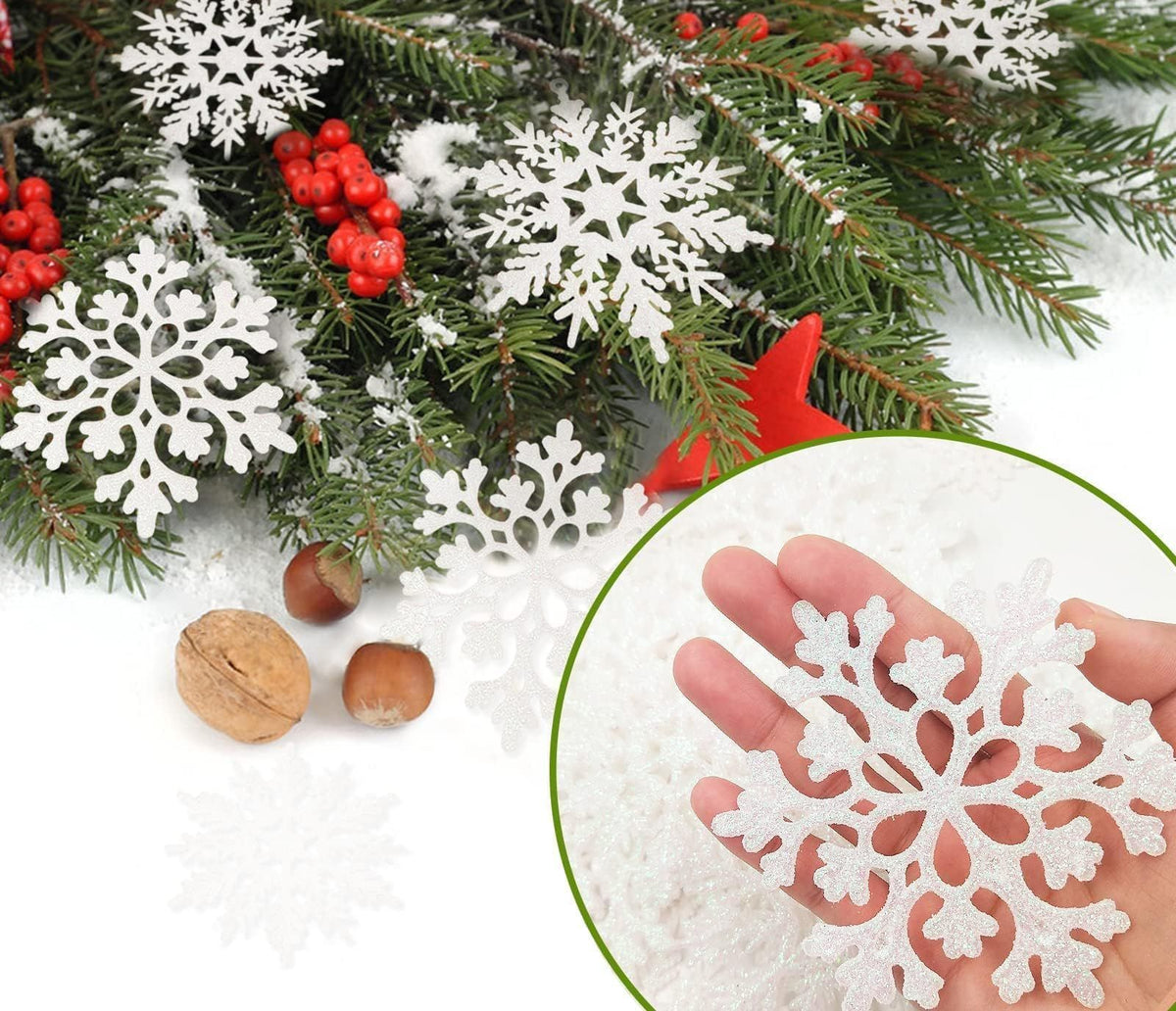 Festive Snowflake Ornaments for Christmas Tree, Party, and Winter Home Décor (Blue)