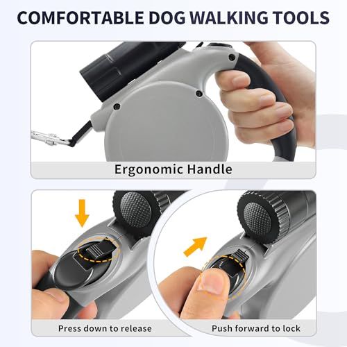 Versatile Retractable Dog Leash for Small & Medium Dogs, Ideal for Daily Walks & Outdoor Adventures, 16.4FT (Yellow)