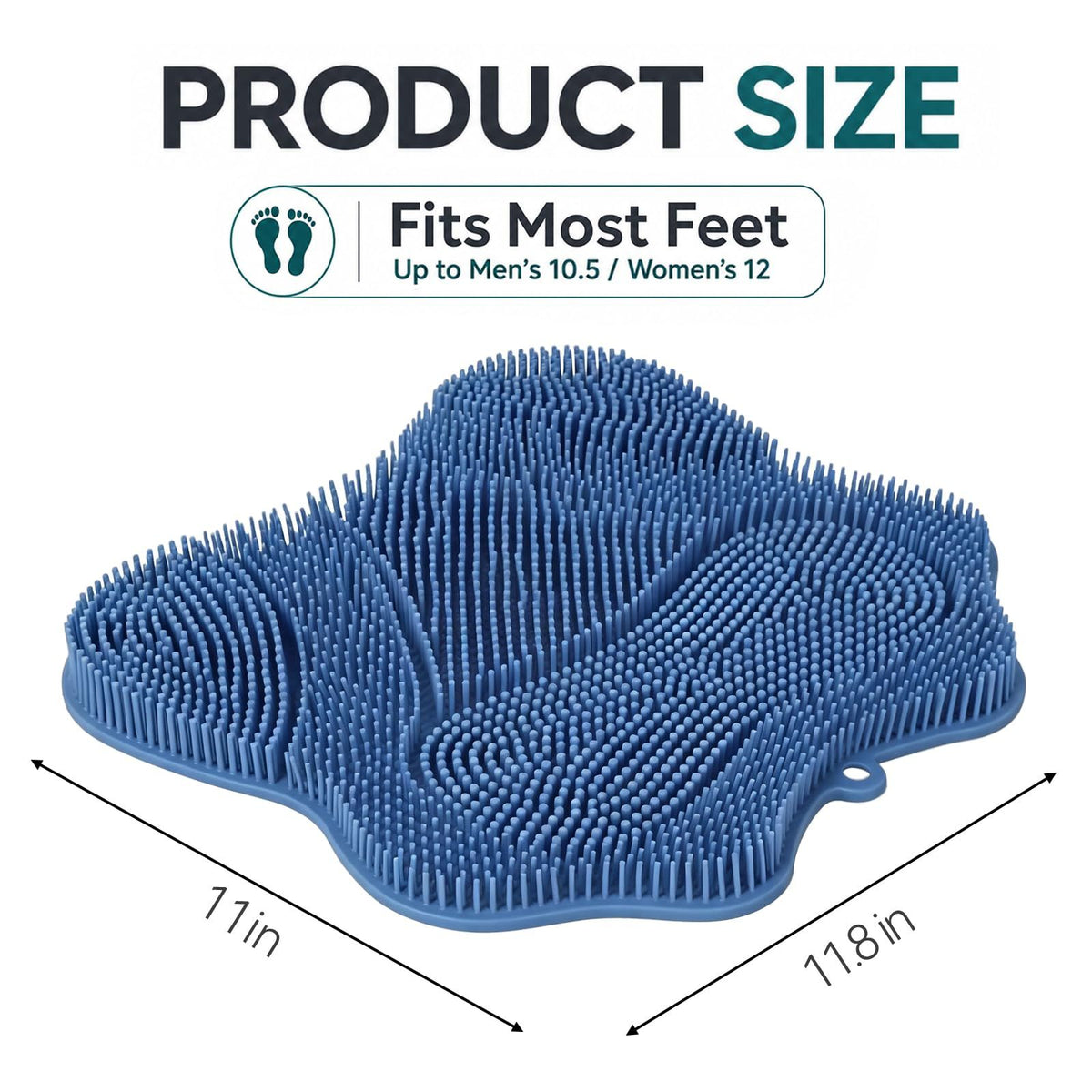 Silicone Shower Foot Scrubber Mat, Non-Slip Suction Cups for Floor & Tub Wall, Exfoliation & Massage, No Bending, Fits Up to Men's 10.5 / Women's 12(black)