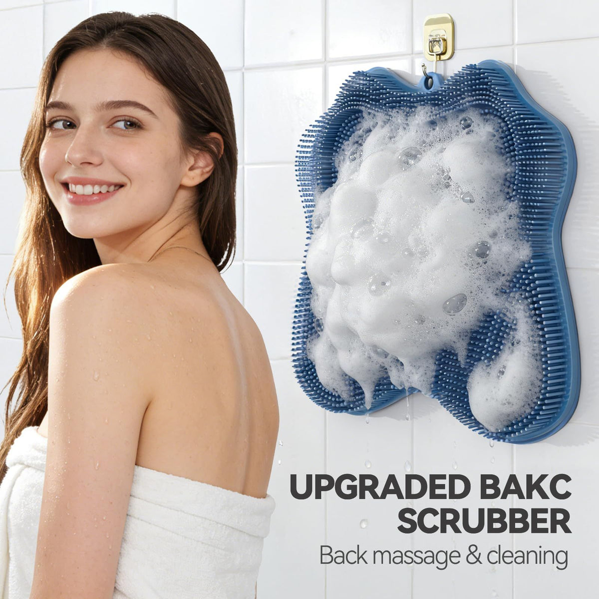 Silicone Shower Foot Scrubber Mat, Non-Slip Suction Cups for Floor & Tub Wall, Exfoliation & Massage, No Bending, Fits Up to Men's 10.5 / Women's 12(black)