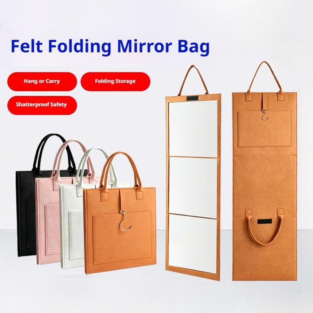 Foldable Full Length Mirror, Hanging Wall Folding with Handle Shatterproof Acrylic Design, Folds for Easy Storage, Suitable for Wall Hanging or Tabletop Use, Ideal for Travel and Camping, 31*31.5cm (white)
