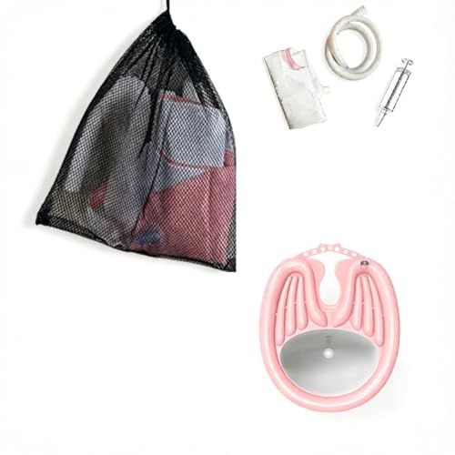 Inflatable Shampoo Basin with Drain Hose, Foldable
Reclining Design, 230g Lightweight, Adjustable Neck Opening, Complete Accessories Set, Elderly & Pregnant Use(Pink)
