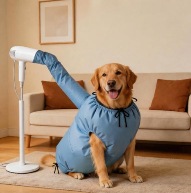 Dog Drying Bag for Quick Home Drying – Hassle-Free Grooming After Baths, M (Blue)