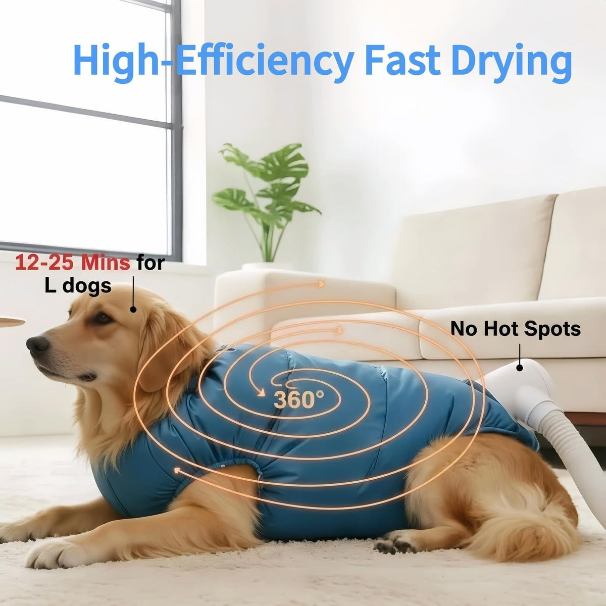 Dog Drying Bag for Quick Home Drying – Hassle-Free Grooming After Baths, XL (Blue)