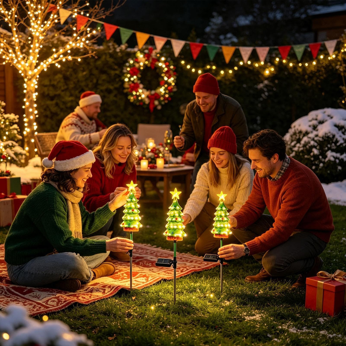 1Pack Outdoor Christmas Tree, Solar-Powered Waterproof LED Stake Sign for Garden, Solar Christmas Tree Lights, Outdoor Holiday Decor for Lawn, Porch & Driveway(Green)