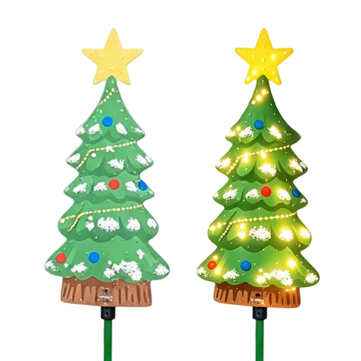 2Pack Outdoor Christmas Tree, Solar-Powered Waterproof LED Stake Sign for Garden, Solar Christmas Tree Lights, Outdoor Holiday Decor for Lawn, Porch & Driveway(Green)