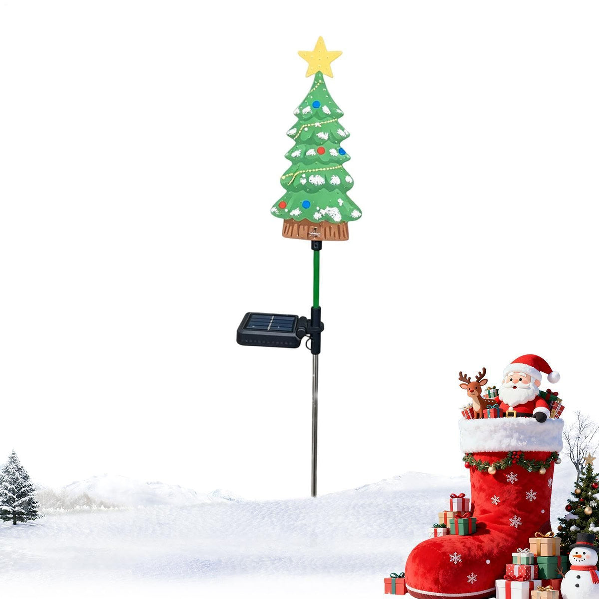 4Pack Outdoor Christmas Tree, Solar-Powered Waterproof LED Stake Sign for Garden, Solar Christmas Tree Lights, Outdoor Holiday Decor for Lawn, Porch & Driveway(Green)