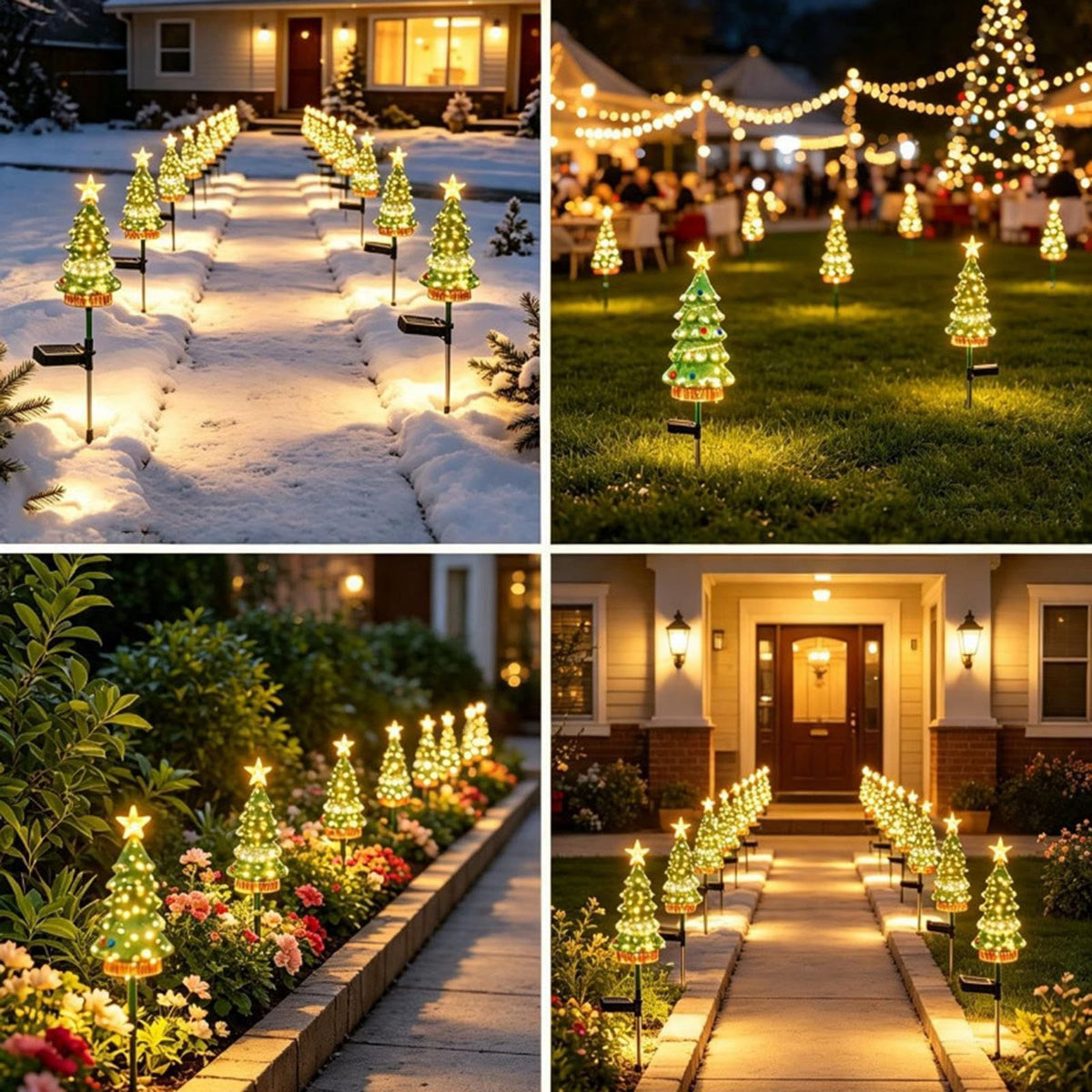 6Pack Outdoor Christmas Tree, Solar-Powered Waterproof LED Stake Sign for Garden, Solar Christmas Tree Lights, Outdoor Holiday Decor for Lawn, Porch & Driveway(Green)
