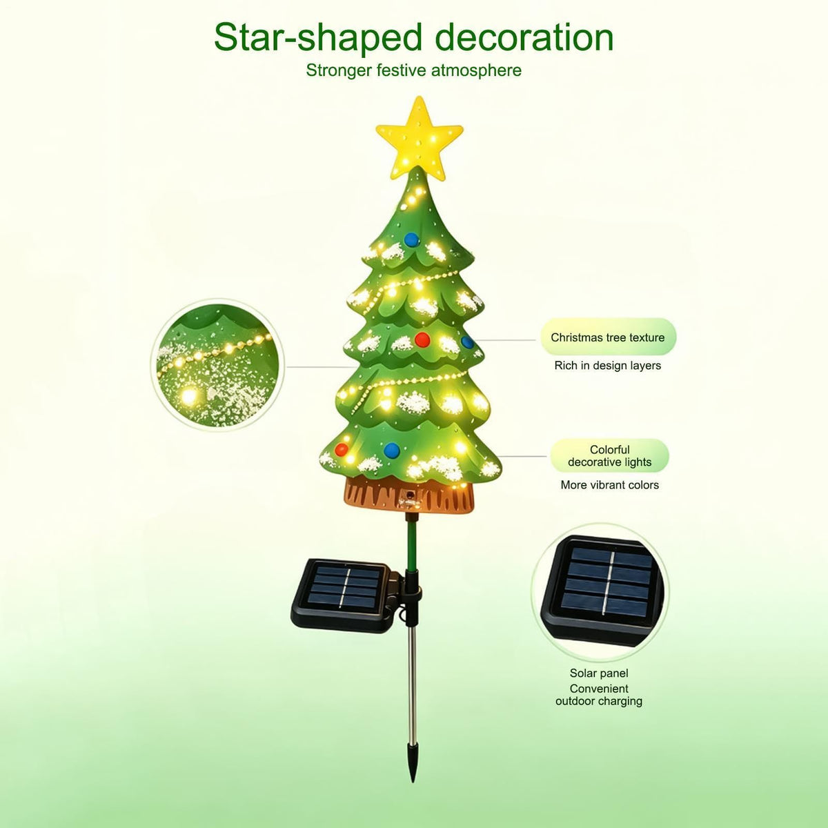 6Pack Outdoor Christmas Tree, Solar-Powered Waterproof LED Stake Sign for Garden, Solar Christmas Tree Lights, Outdoor Holiday Decor for Lawn, Porch & Driveway(Green)
