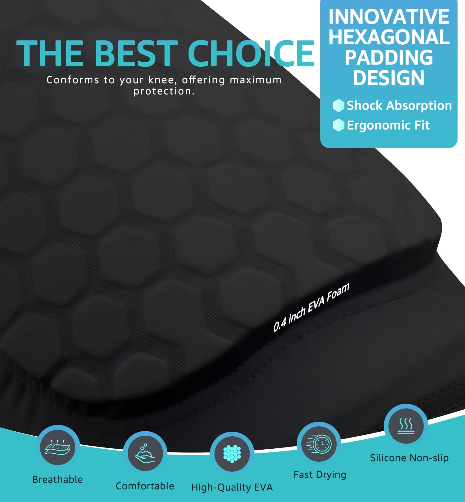 Honeycomb Knee Pads for Kids, Teens & Adults – Protective Compression Knee Guards for Basketball, Football, Cycling & Running(Black,M)