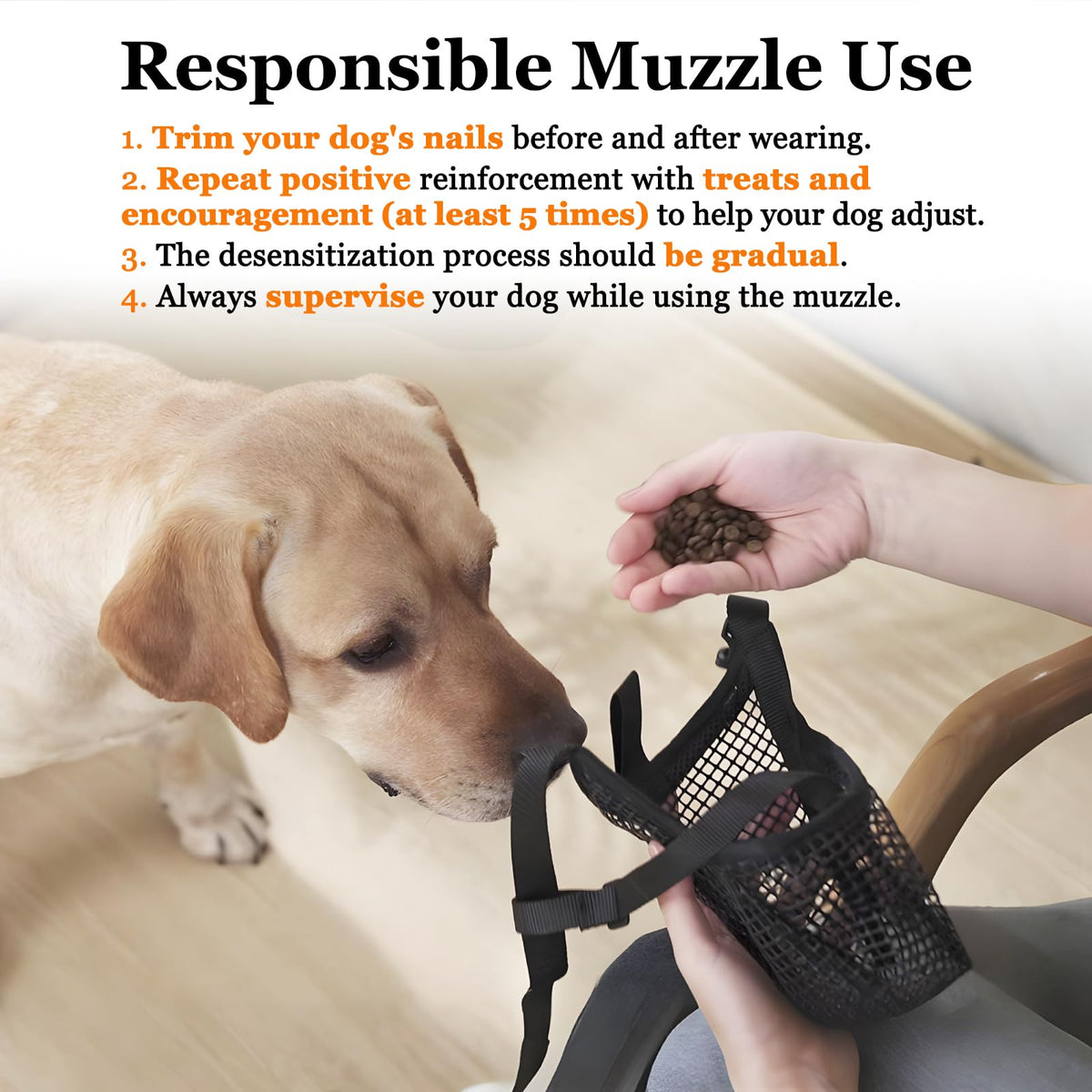 Soft Mesh Dog Muzzle for Small Medium Large Dogs – Breathable Adjustable Anti-Bite Chewing Guard with Overhead Strap – Fits Labrador, German Shepherd, Golden Retriever – 5 Sizes (Black,L)