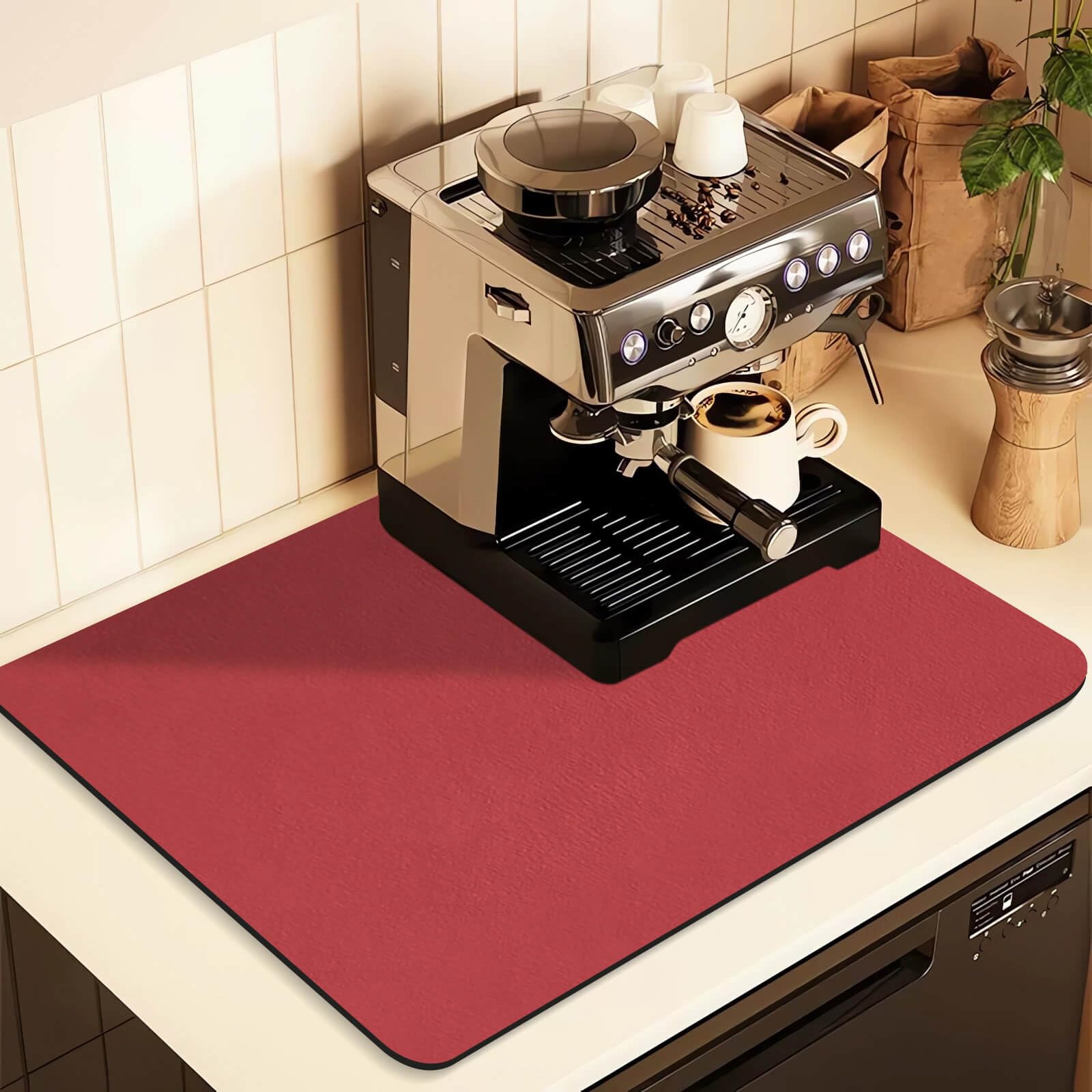 Kitchen Counter Mat for Coffee Maker – Absorbent & Quick-Dry Bar Pad with Non-Slip Backing, Protective Surface for Espresso Machine, Dish Drying Mat (Red,60*90cm)