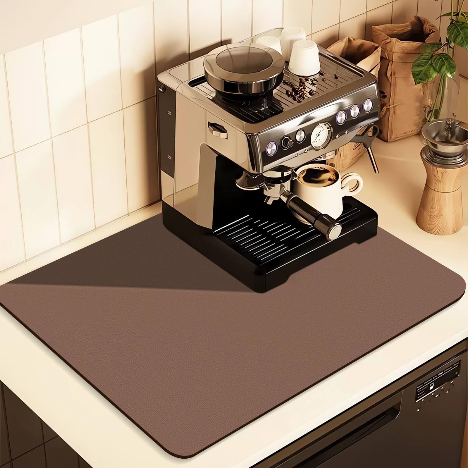 Kitchen Counter Mat for Coffee Maker – Absorbent & Quick-Dry Bar Pad with Non-Slip Backing, Protective Surface for Espresso Machine, Dish Drying Mat (Brown,50*80cm)