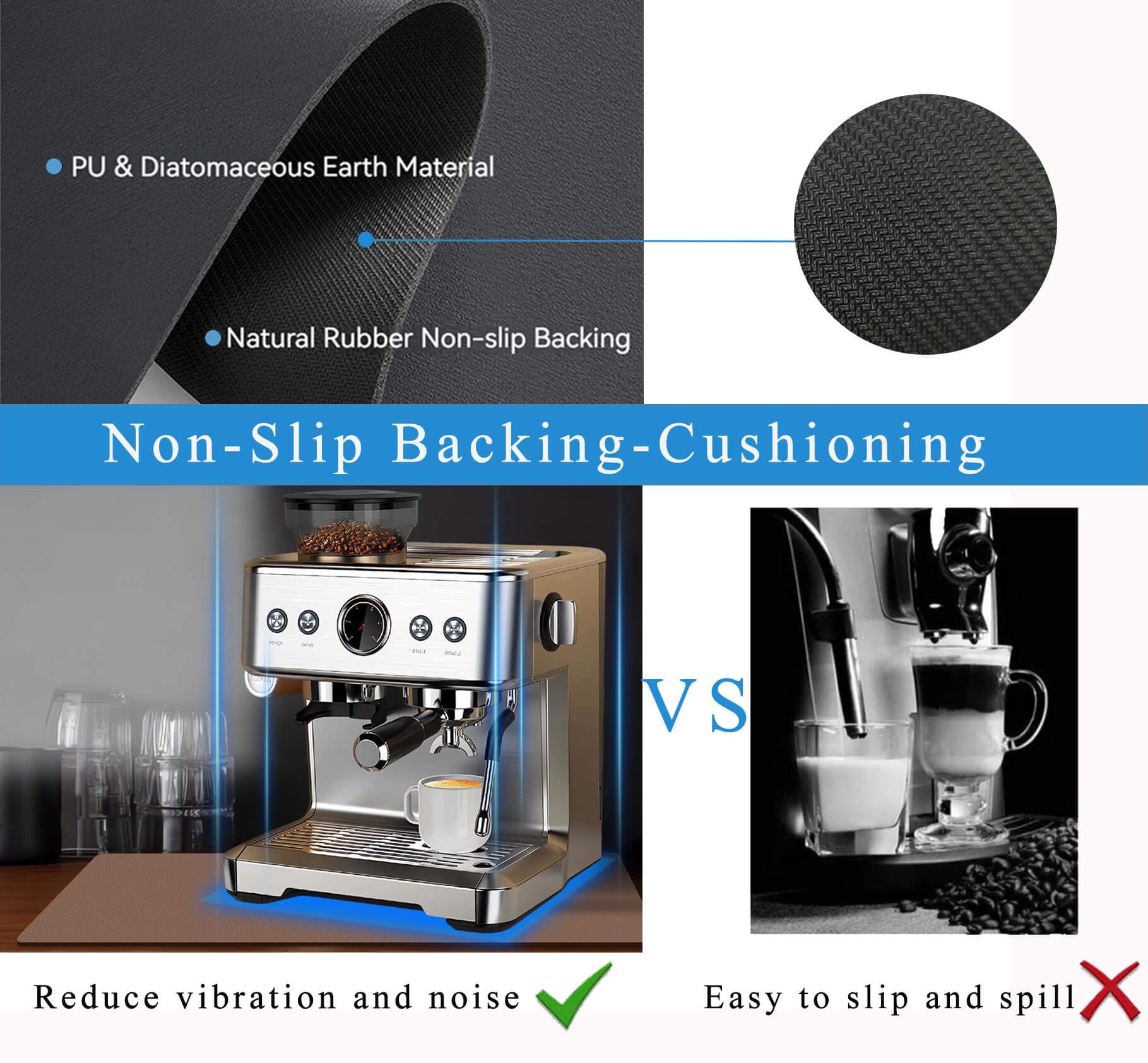 Kitchen Counter Mat for Coffee Maker – Absorbent & Quick-Dry Bar Pad with Non-Slip Backing, Protective Surface for Espresso Machine, Dish Drying Mat (Brown,50*80cm)