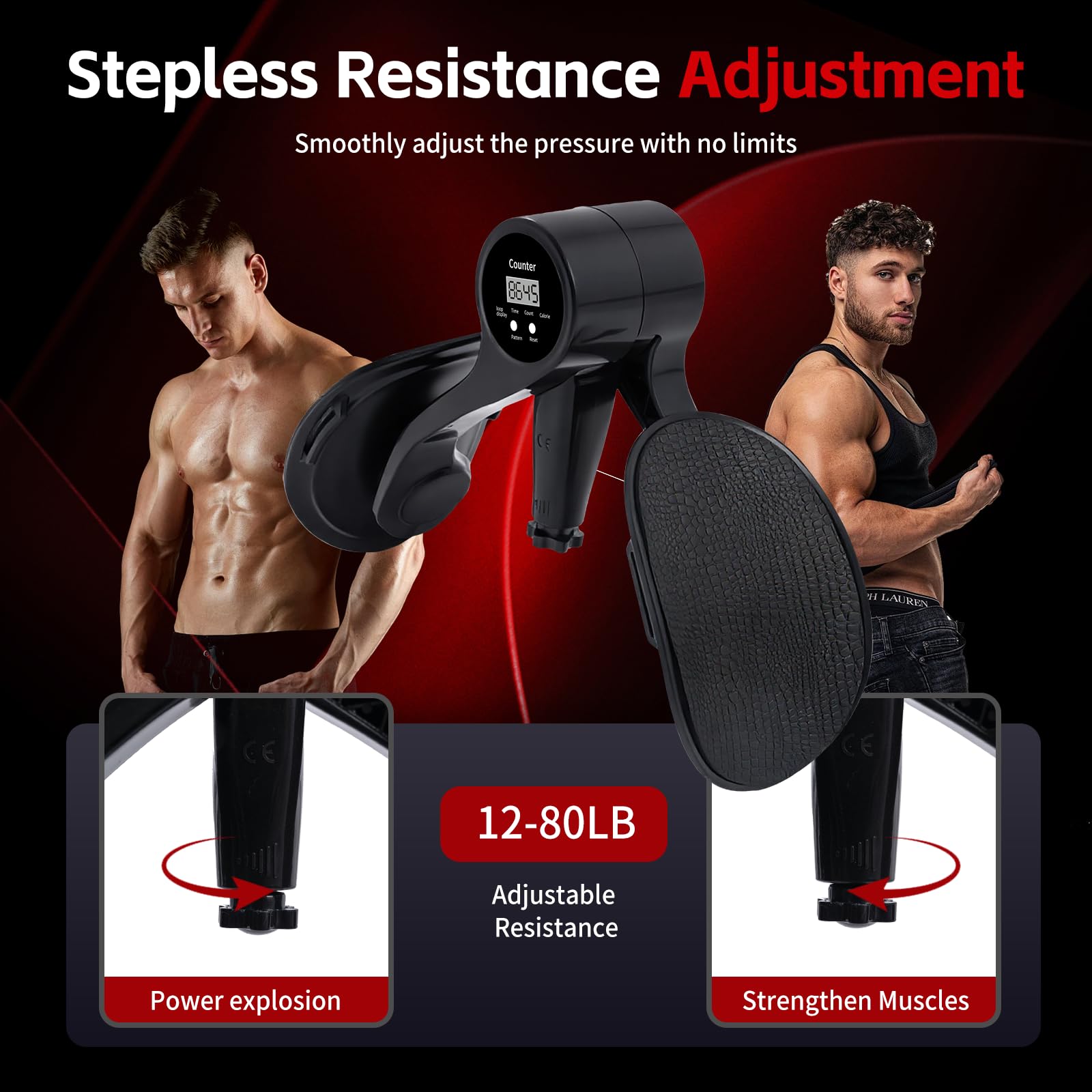 Smart Thigh Trainer with LED Display – 12-80lb Adjustable Resistance, 360° Rotation Kegel Exercise Equipment for Men & Women (Black) | Other Colors Available in Store