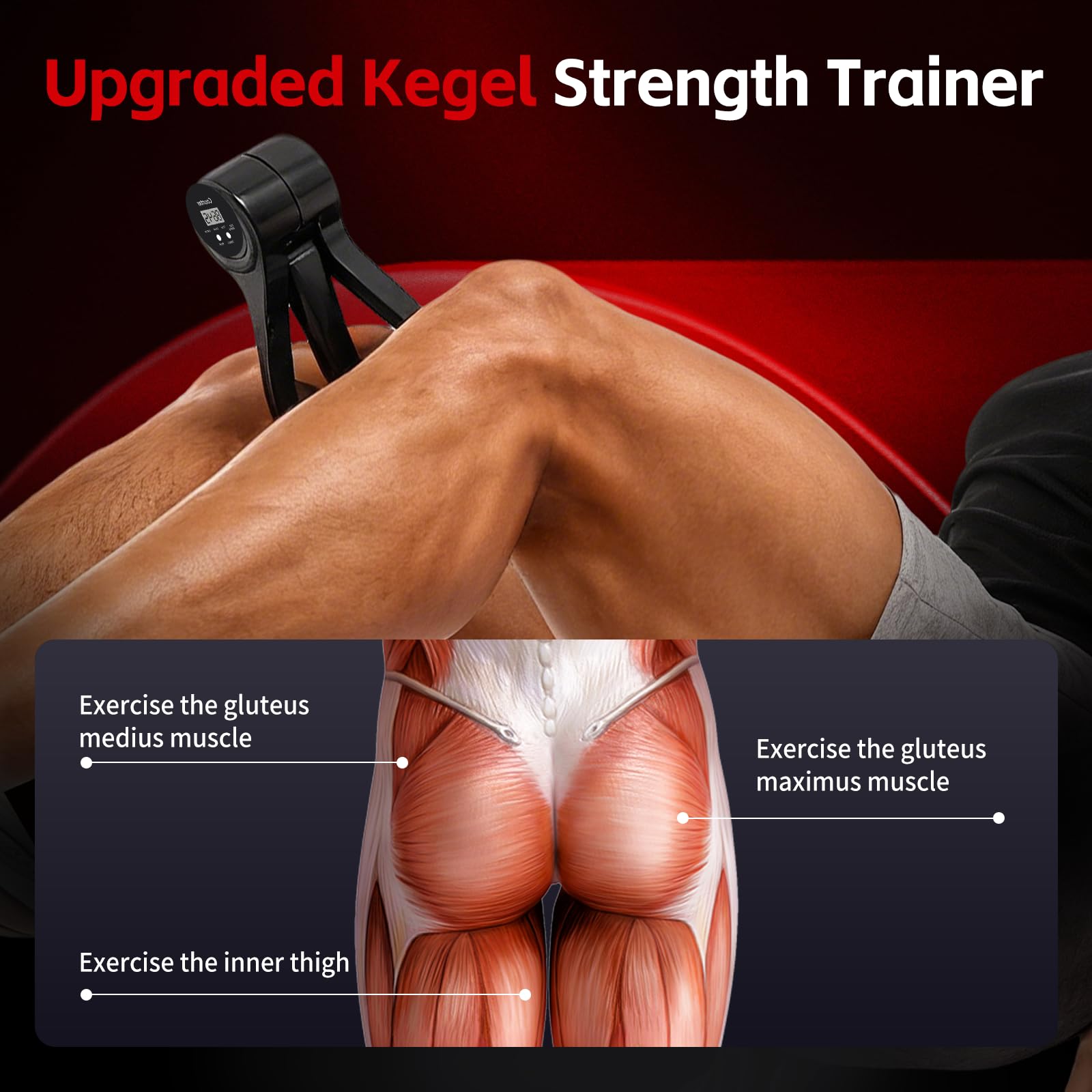 Smart Thigh Trainer with LED Display – 12-80lb Adjustable Resistance, 360° Rotation Kegel Exercise Equipment for Men & Women (Black) | Other Colors Available in Store