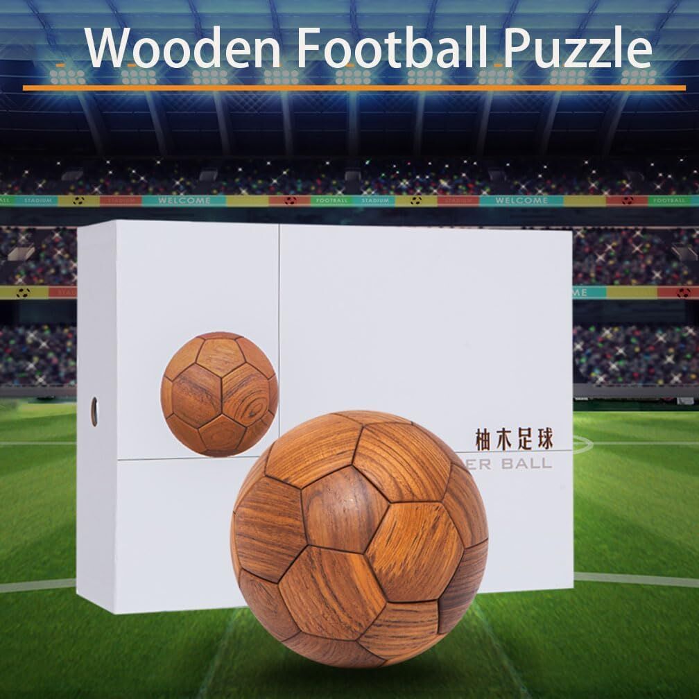 Handcrafted Wooden Football Puzzle – 3D Mortise and Tenon Soccer Ball Assembly Kit | Solid Teak, Walnut | DIY Gift for Adults, Kids & Football Fans