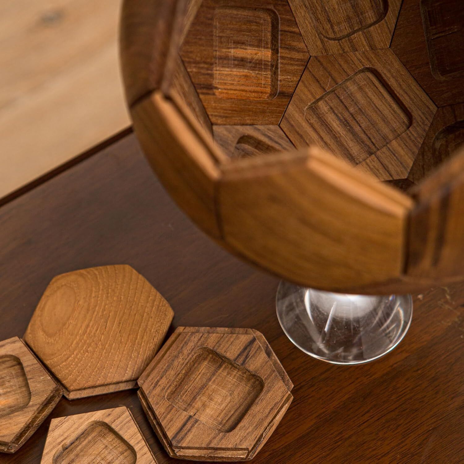 Handcrafted Wooden Football Puzzle – 3D Mortise and Tenon Soccer Ball Assembly Kit |Walnut , Beech Wood | DIY Gift for Adults, Kids & Football Fans