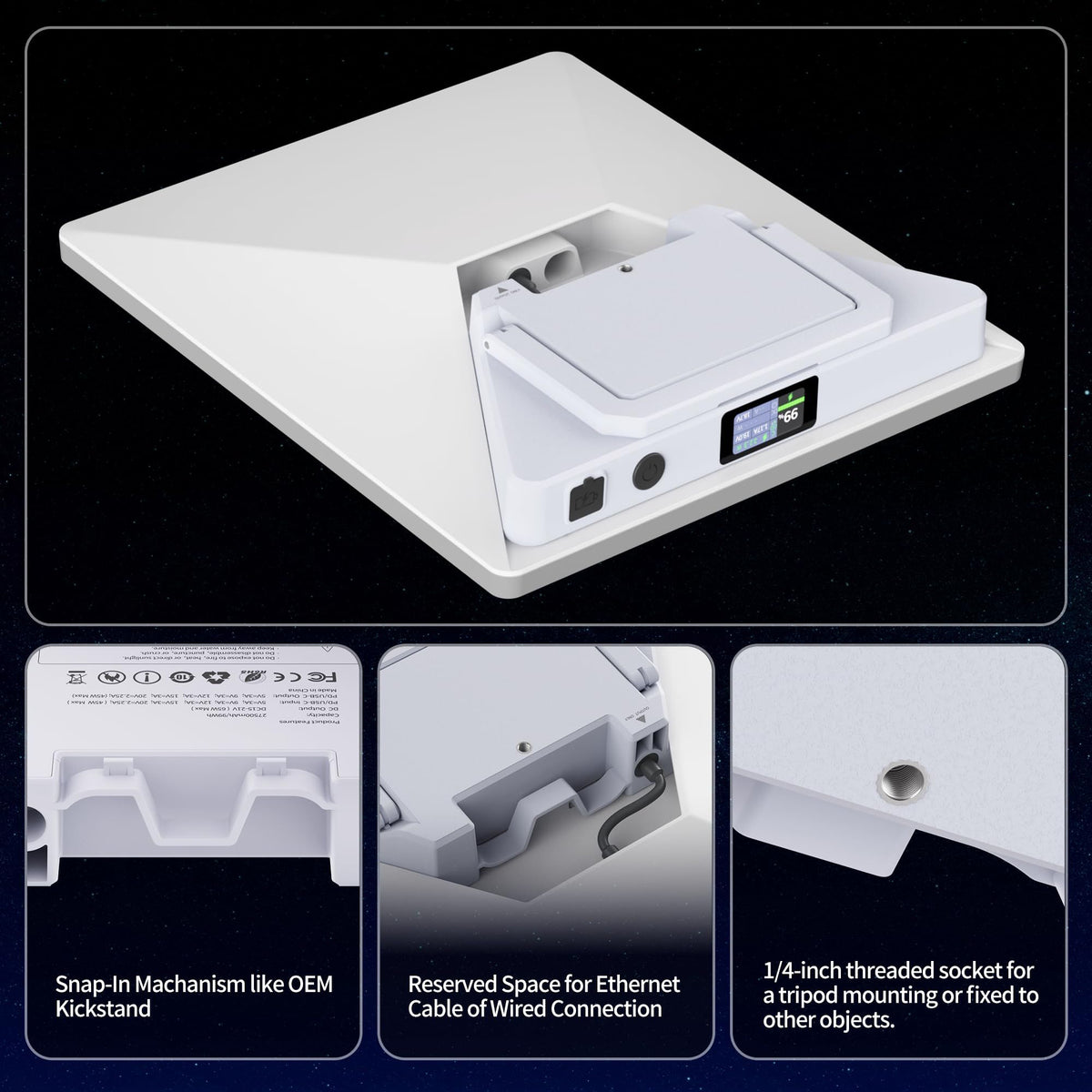 27500mAh 99Wh Clip-On Battery Pack Compatible with Starlink Mini, Portable Power Bank with Real-Time Digital Display, 65W DC Output, 45W USB-C PD for Camping RV Travel(White)