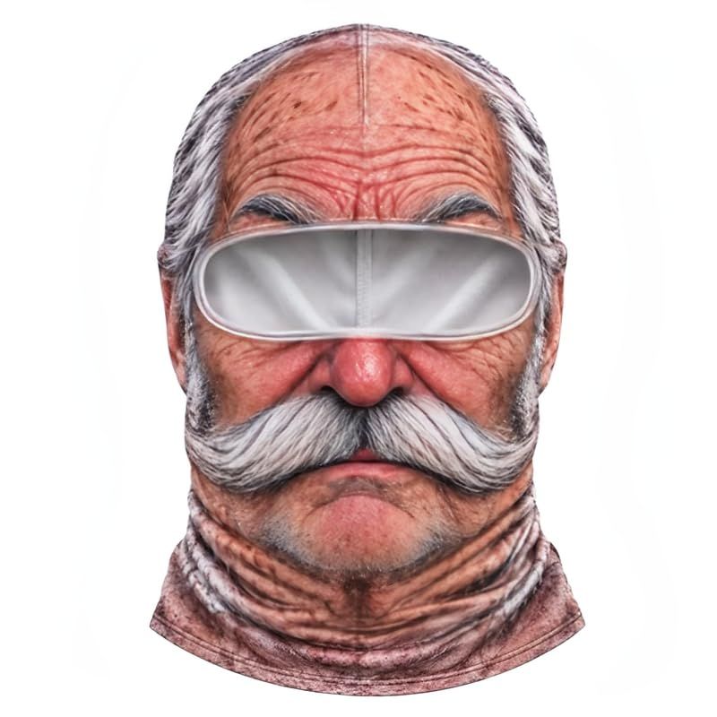 Funny Head Mask, Realistic 3D Printed Full-Face Cover with Neck Protection, Novelty Headwear for Parties, Cosplay, Cycling & Fun, Ice Silk Version (gray)